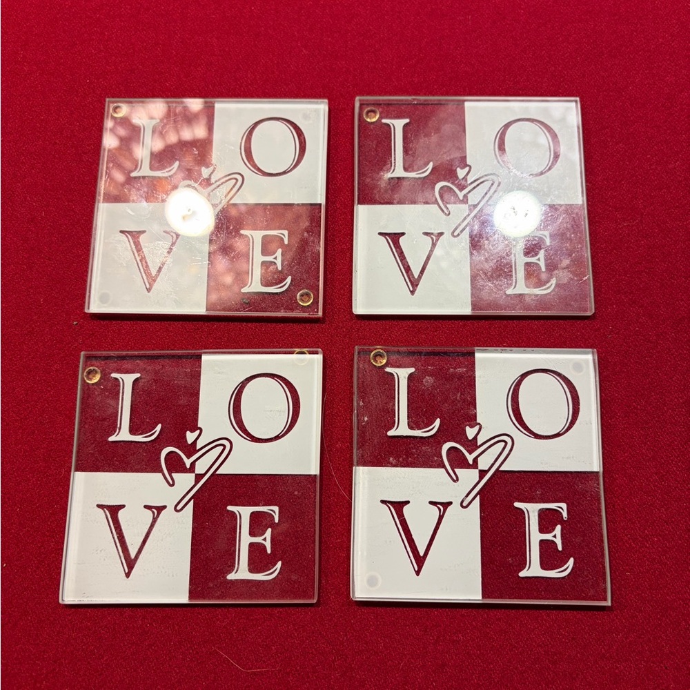 Clear and White LOVE Coasters Set